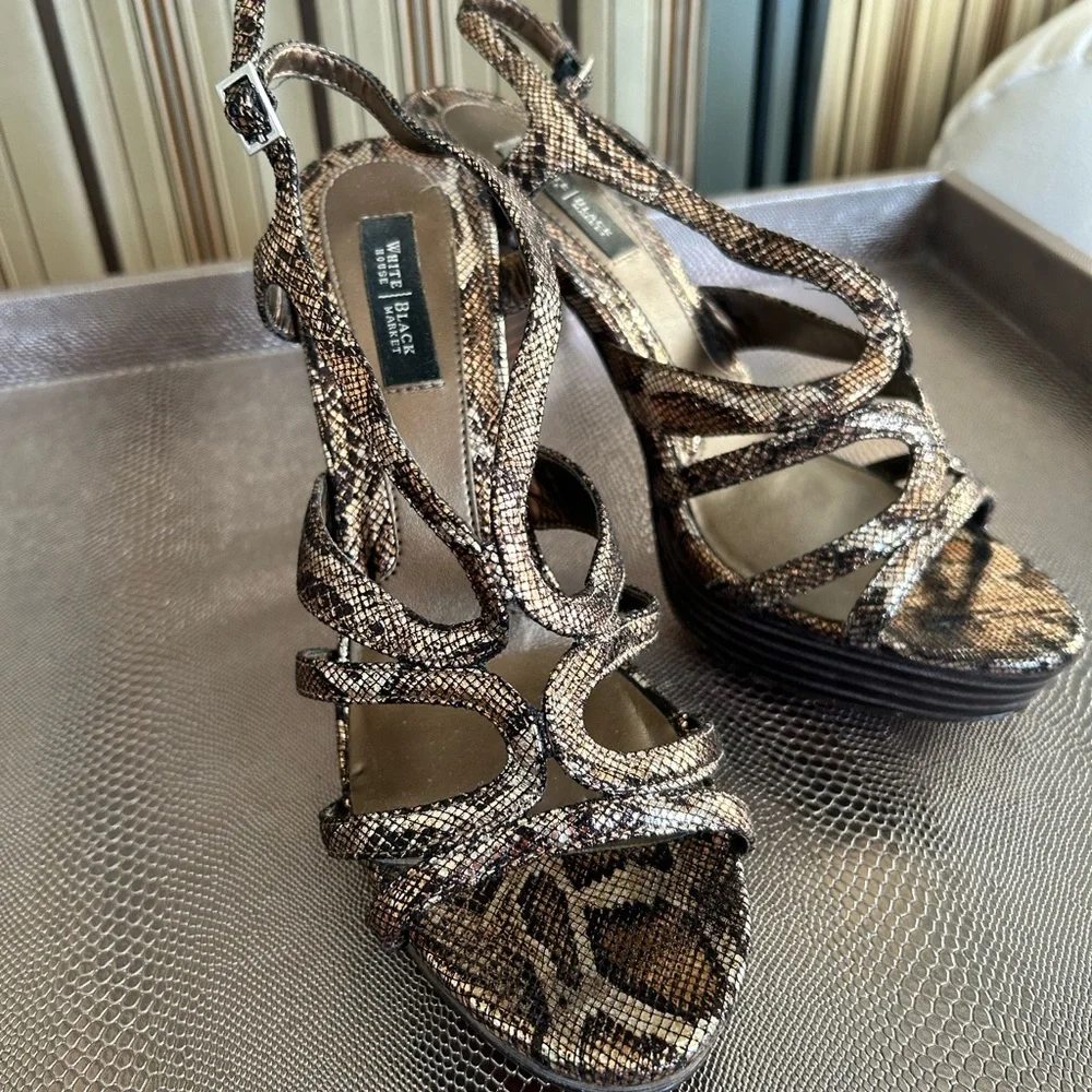 Metallic snake print heels - Picture 3 of 9